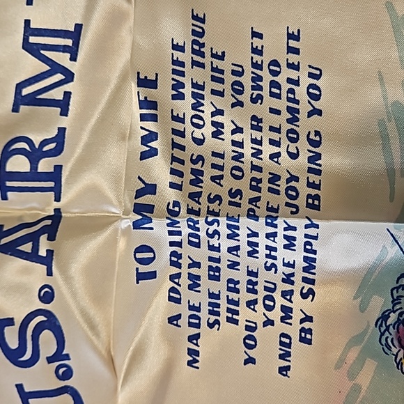 Vintage WWII Original U.S. Army Souvenir Pillow Case Silk 17x17 - Picture 6 of 7